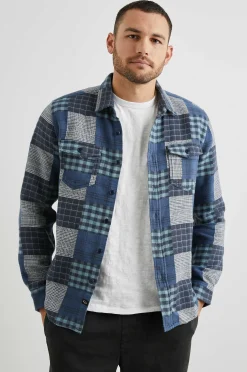 Heren Rails Banton Overhemd - Blauw Patchwork