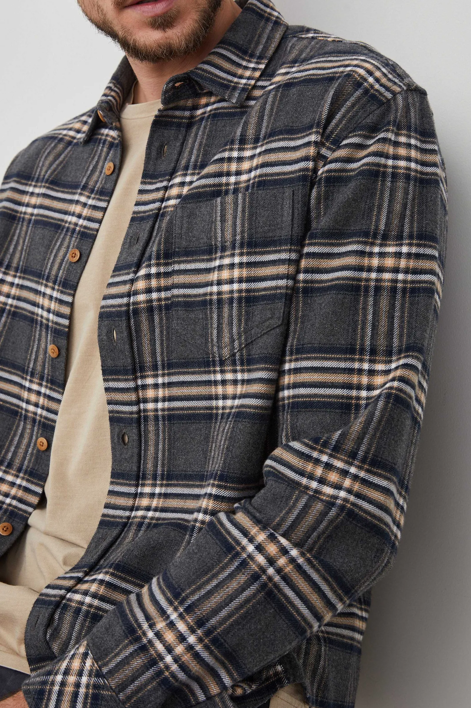 Heren Rails Bos Shirt - Houtskool Stichting Melange