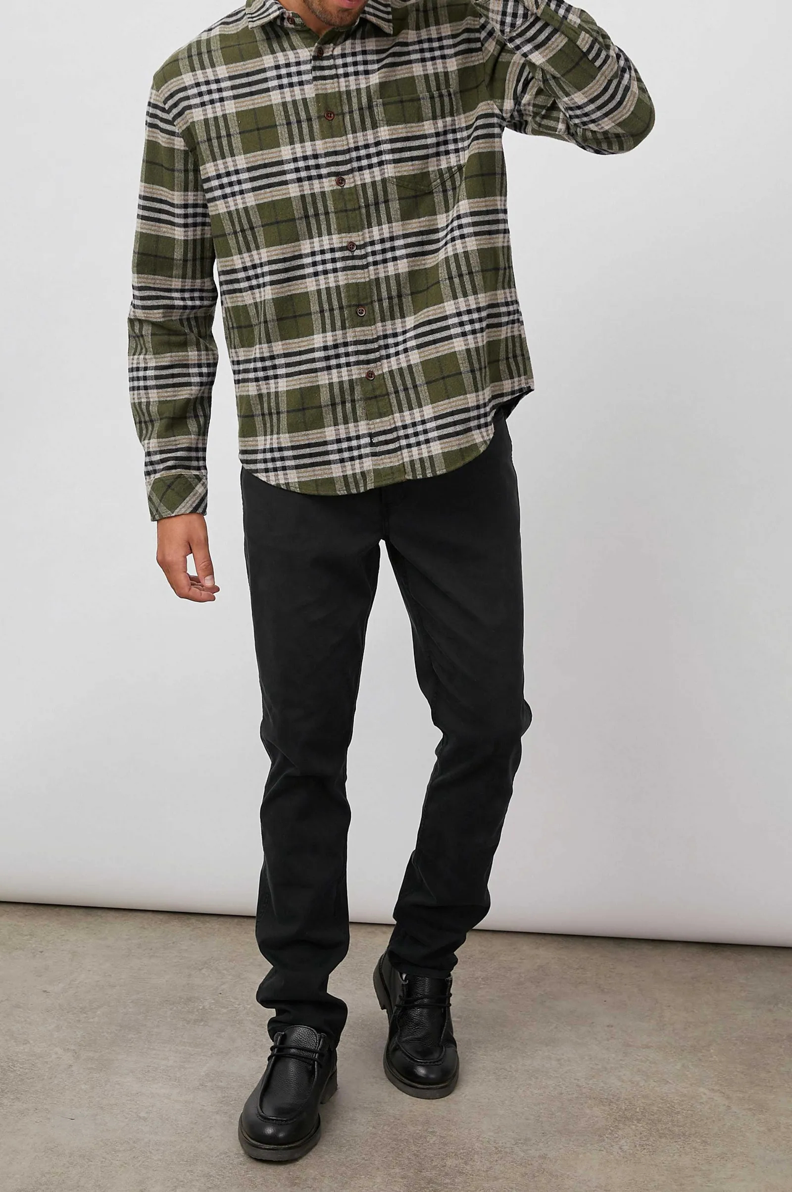 Heren Rails Bos Shirt - Tamarind Olive Glen