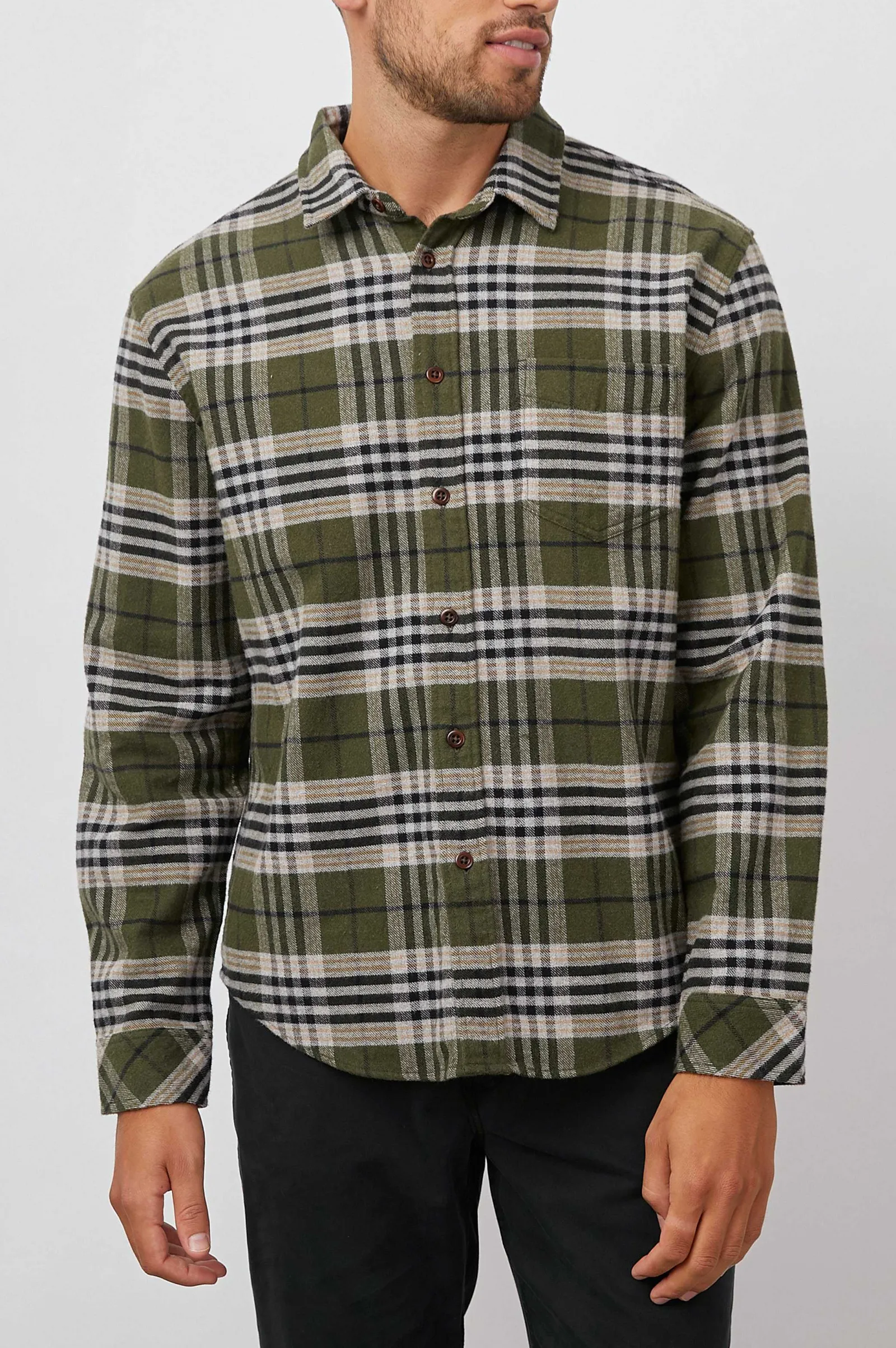 Heren Rails Bos Shirt - Tamarind Olive Glen