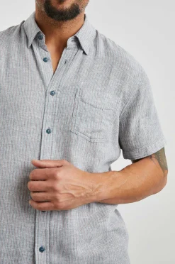 Heren Rails Carson Overhemd - Chambray Rode Streep