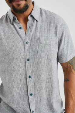 Heren Rails Carson Overhemd - Chambray Rode Streep