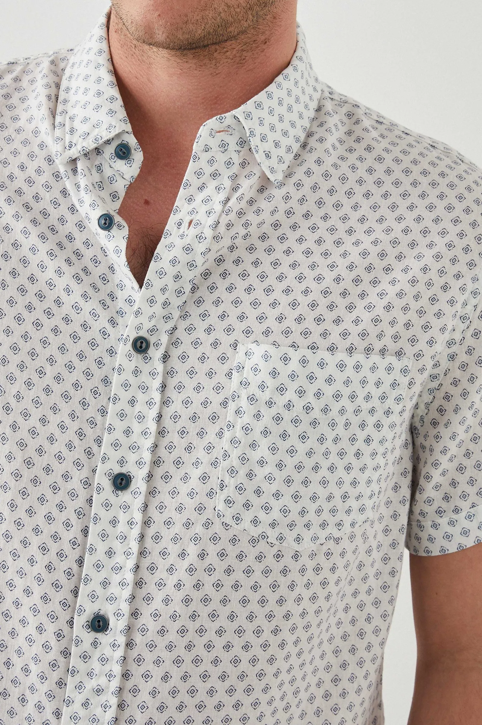 Heren Rails Carson Overhemd - Diamant Geo Creme