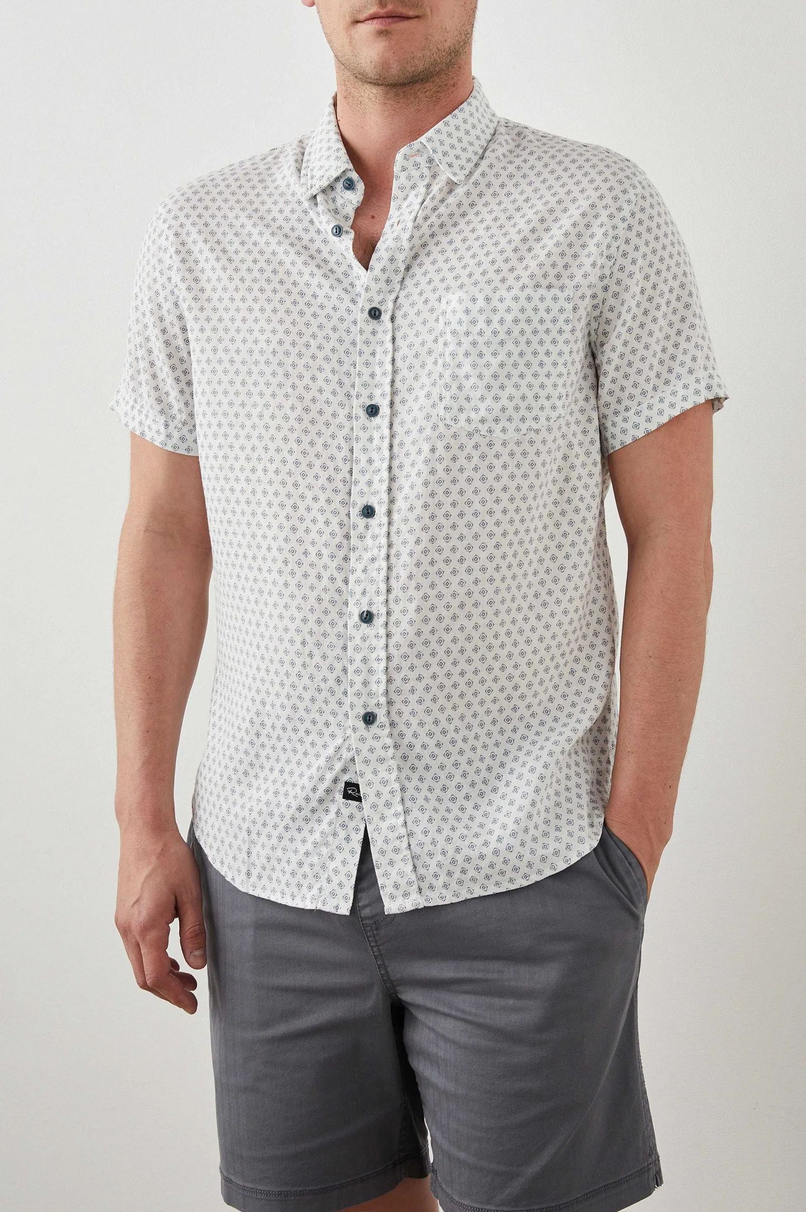 Heren Rails Carson Overhemd - Diamant Geo Creme