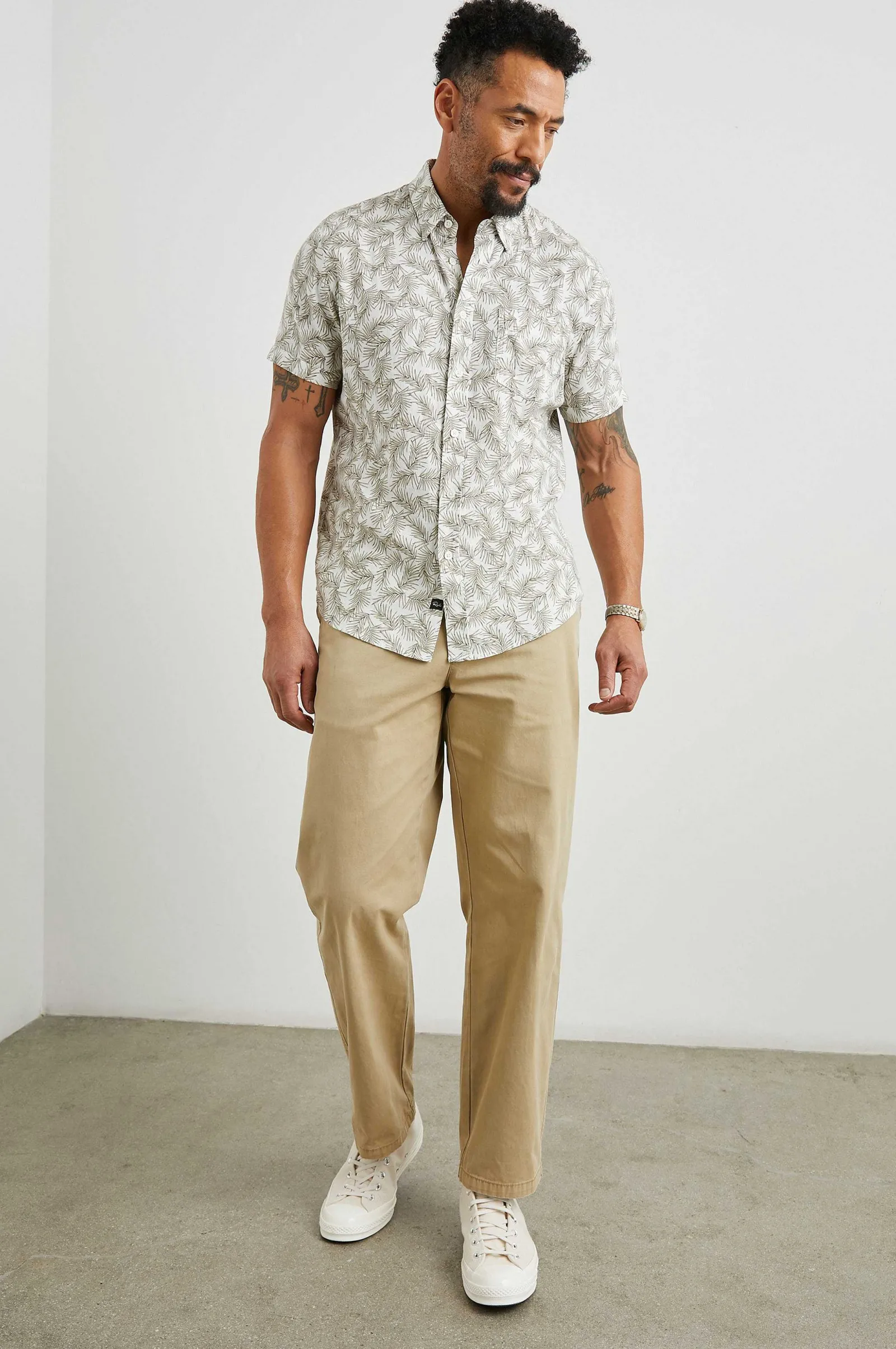 Heren Rails Carson Overhemd - Palm Amerikano Wit