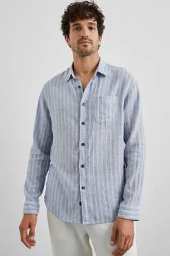 Heren Rails Connor Overhemd - Denim Witte Krijtstreep