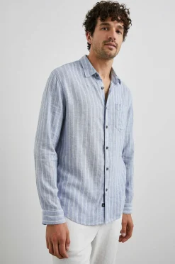 Heren Rails Connor Overhemd - Denim Witte Krijtstreep