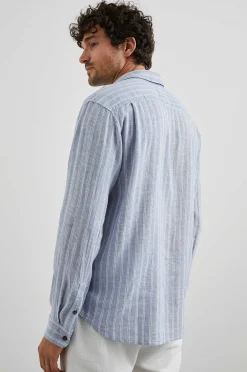 Heren Rails Connor Overhemd - Denim Witte Krijtstreep