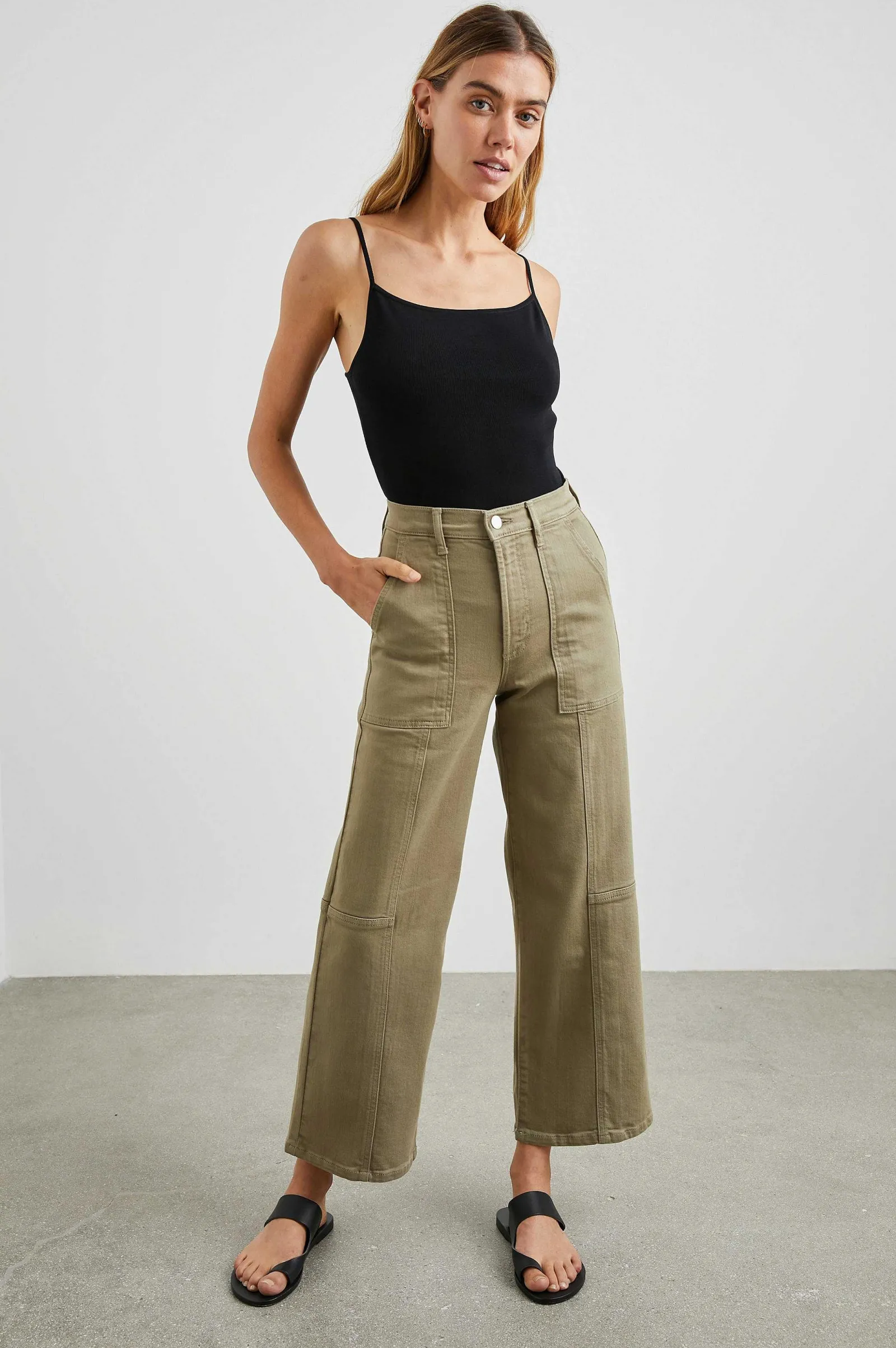 Vrouwen Rails Getty Crop Utility Wide Poot - Gewassen Olijf