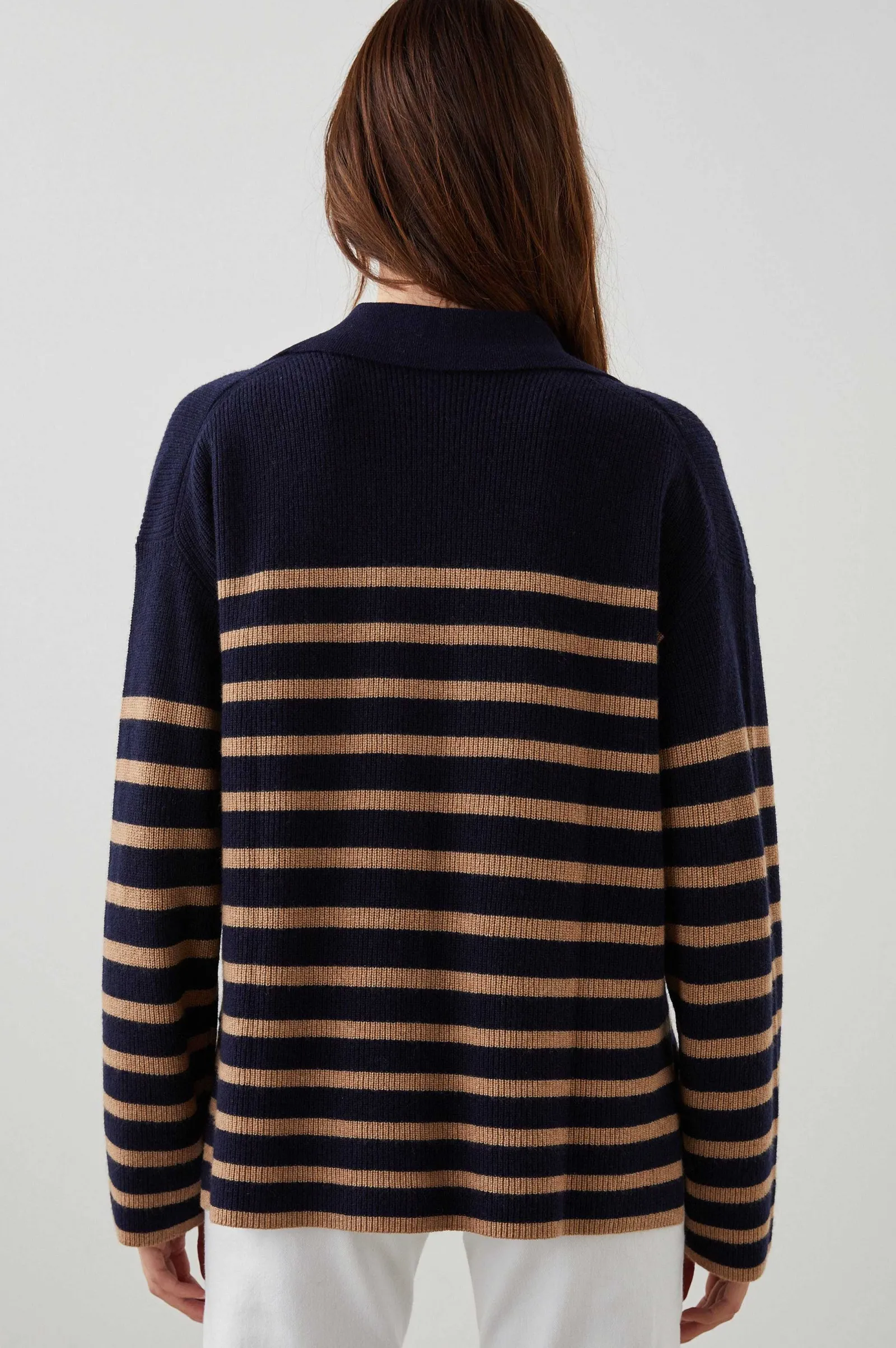 Vrouwen Rails Harris Trui - Camel Marine Stripe