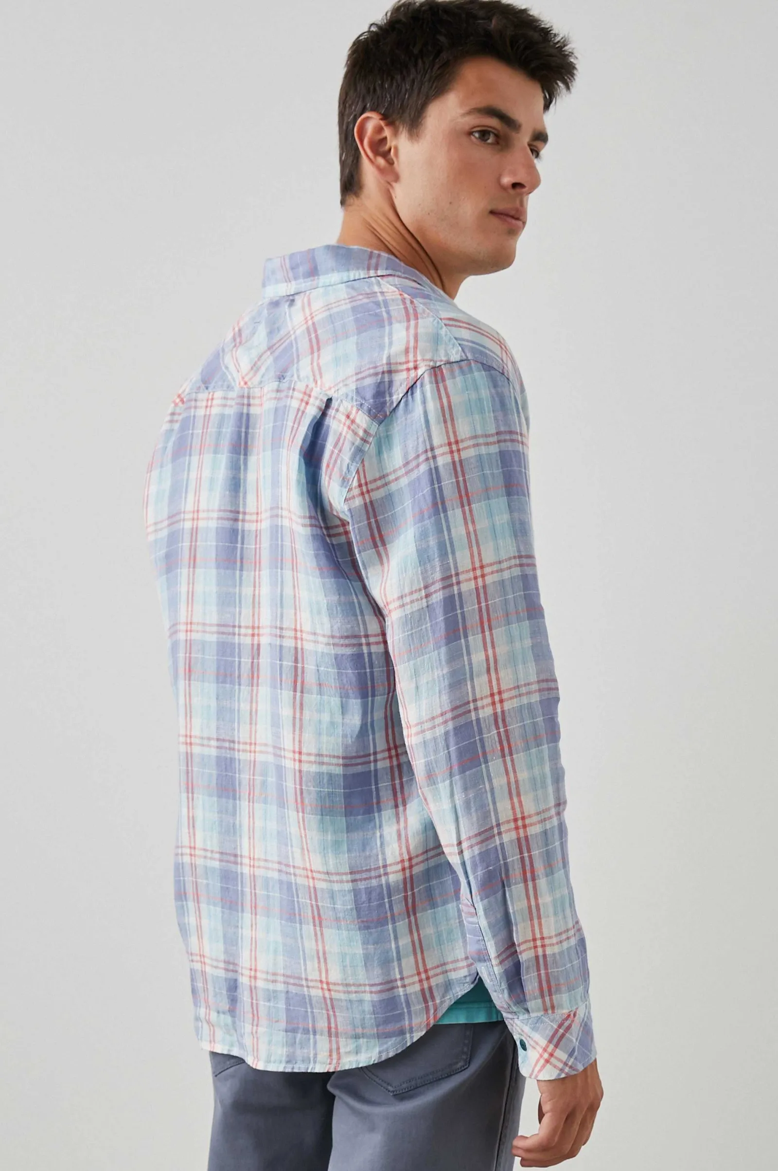 Heren Rails Havana Shirt - Lavendel Aqua Crimson