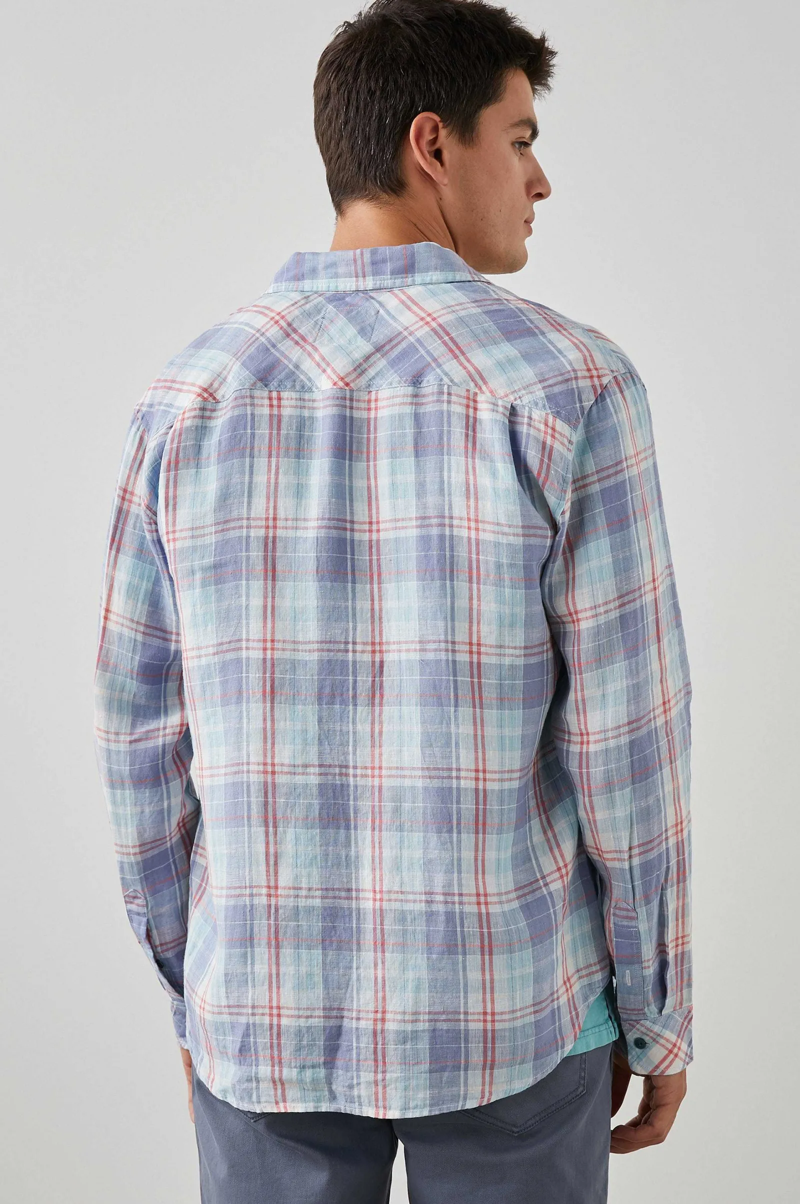 Heren Rails Havana Shirt - Lavendel Aqua Crimson