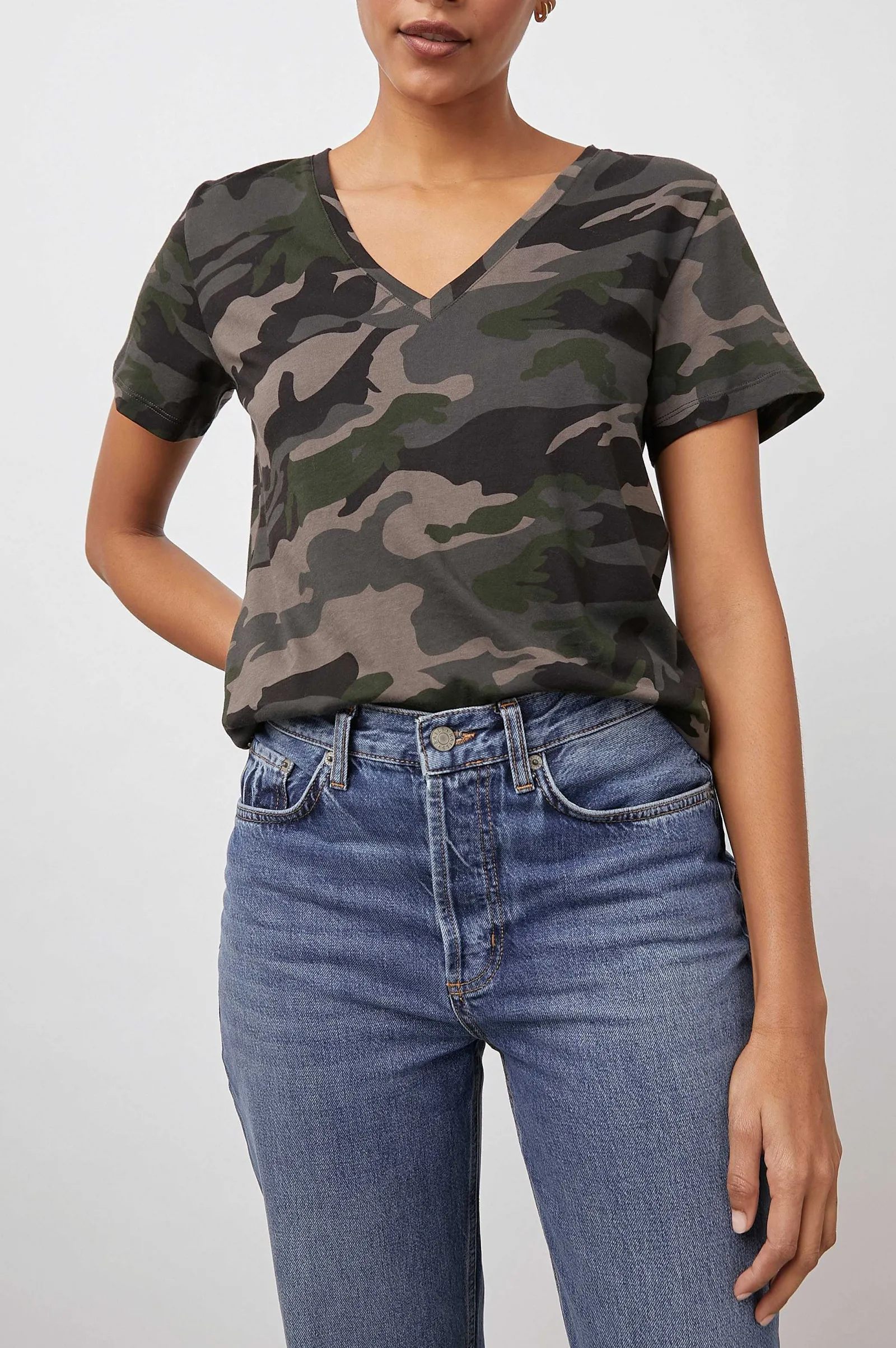 Vrouwen Rails Het Cara T-Shirt Met V-Hals - Bos Camo