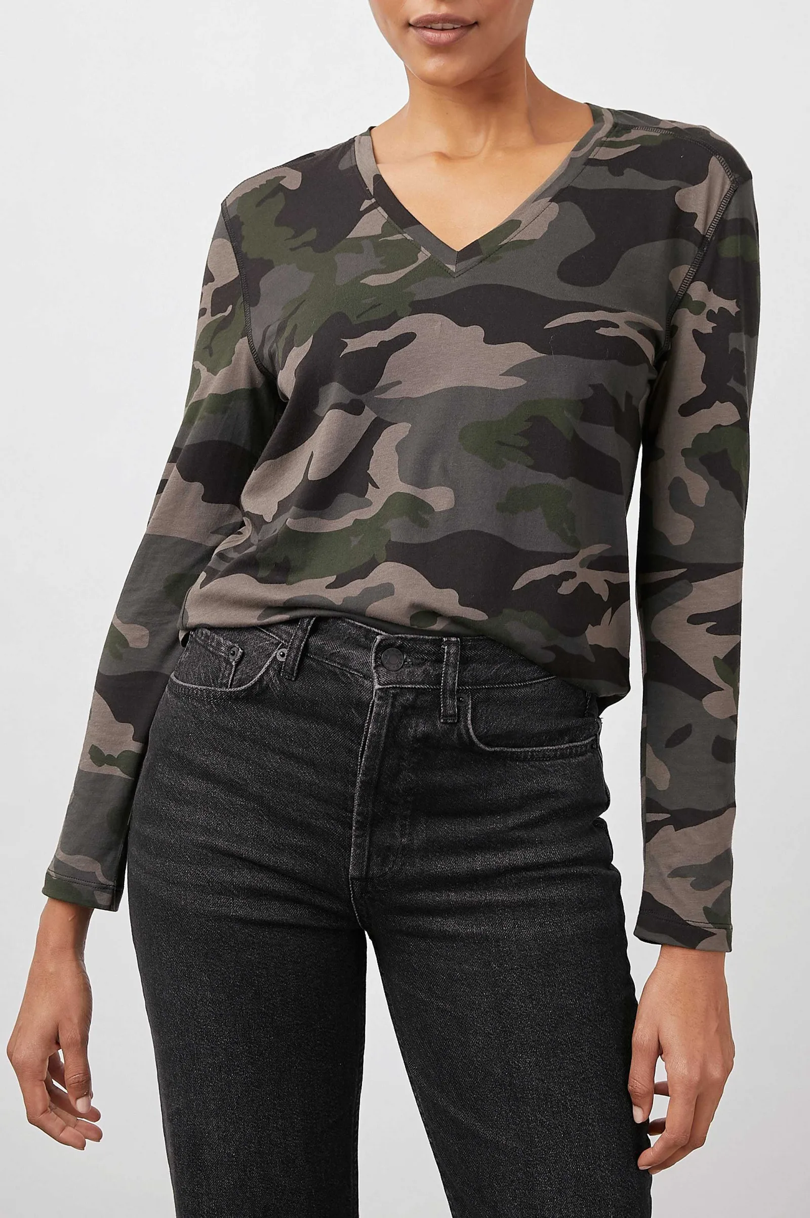 Vrouwen Rails Het Sami V T-Shirt Met Lange Mouwen - Bos Camo