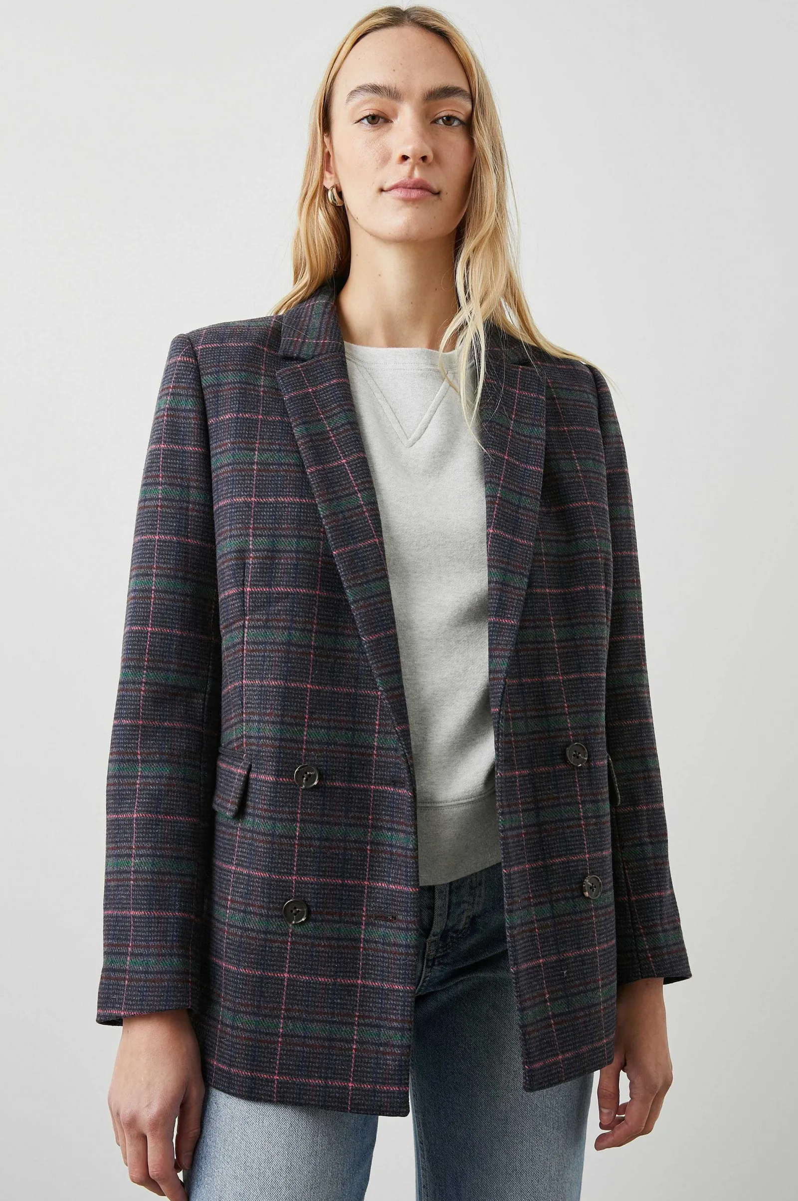 Vrouwen Rails Jac Blazer - Grafiet Chambray Roze