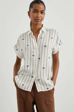 Vrouwen Rails Jamie Shirt - Gestreepte Palmen