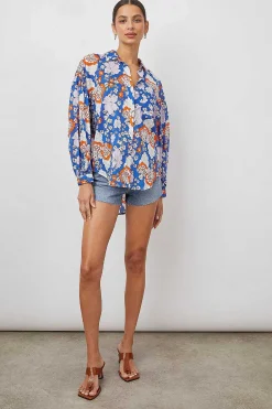 Vrouwen Rails Janae Overhemd - Kobalt Bloemen