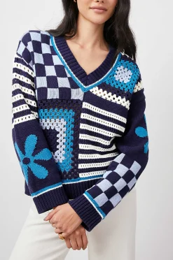Vrouwen Rails Joni Trui - Blauw Patchwork