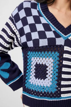 Vrouwen Rails Joni Trui - Blauw Patchwork