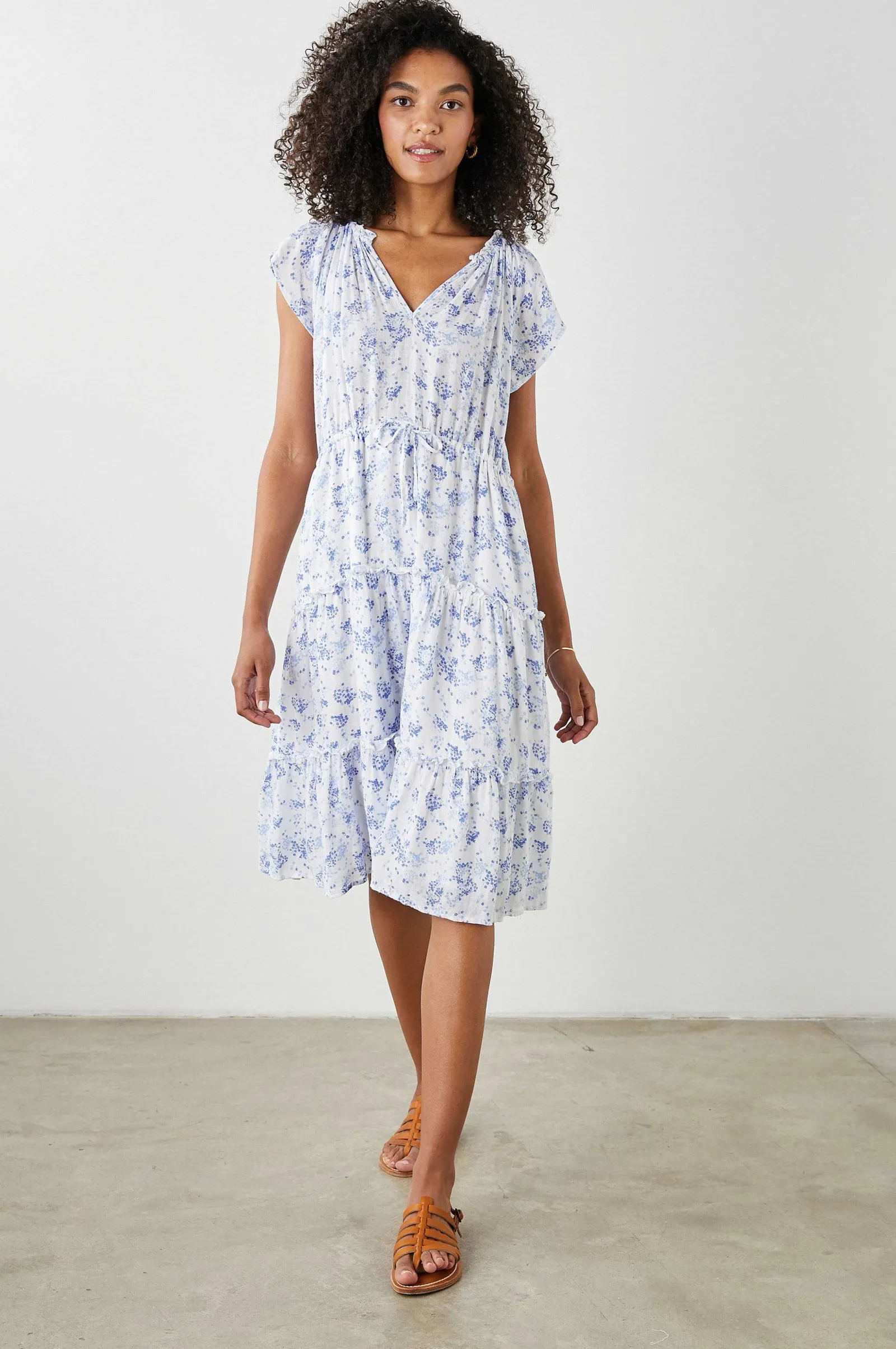 Vrouwen Rails Juni Jurk - Blauwe Bloesemen
