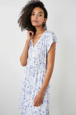 Vrouwen Rails Juni Jurk - Blauwe Bloesemen
