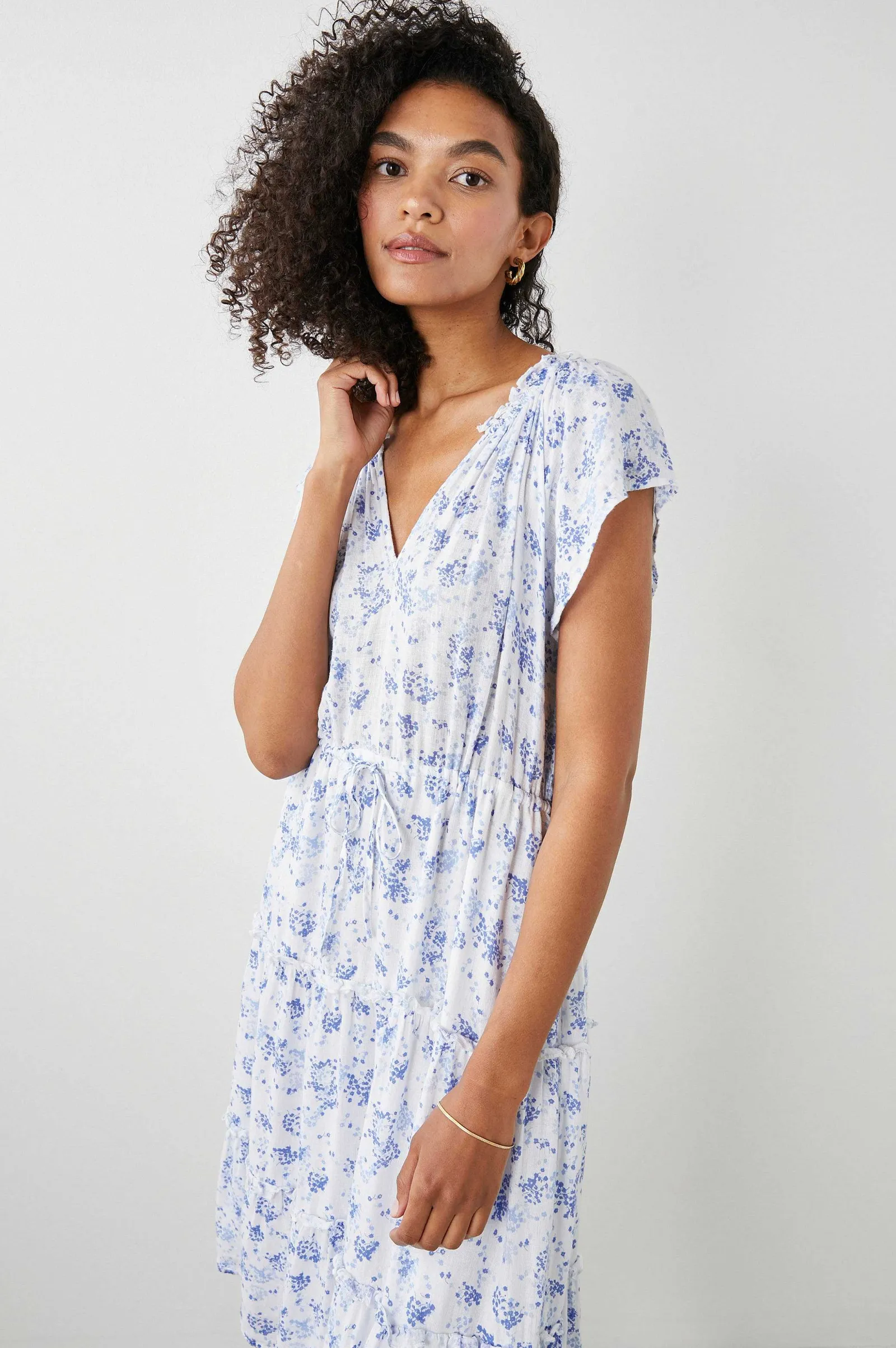 Vrouwen Rails Juni Jurk - Blauwe Bloesemen