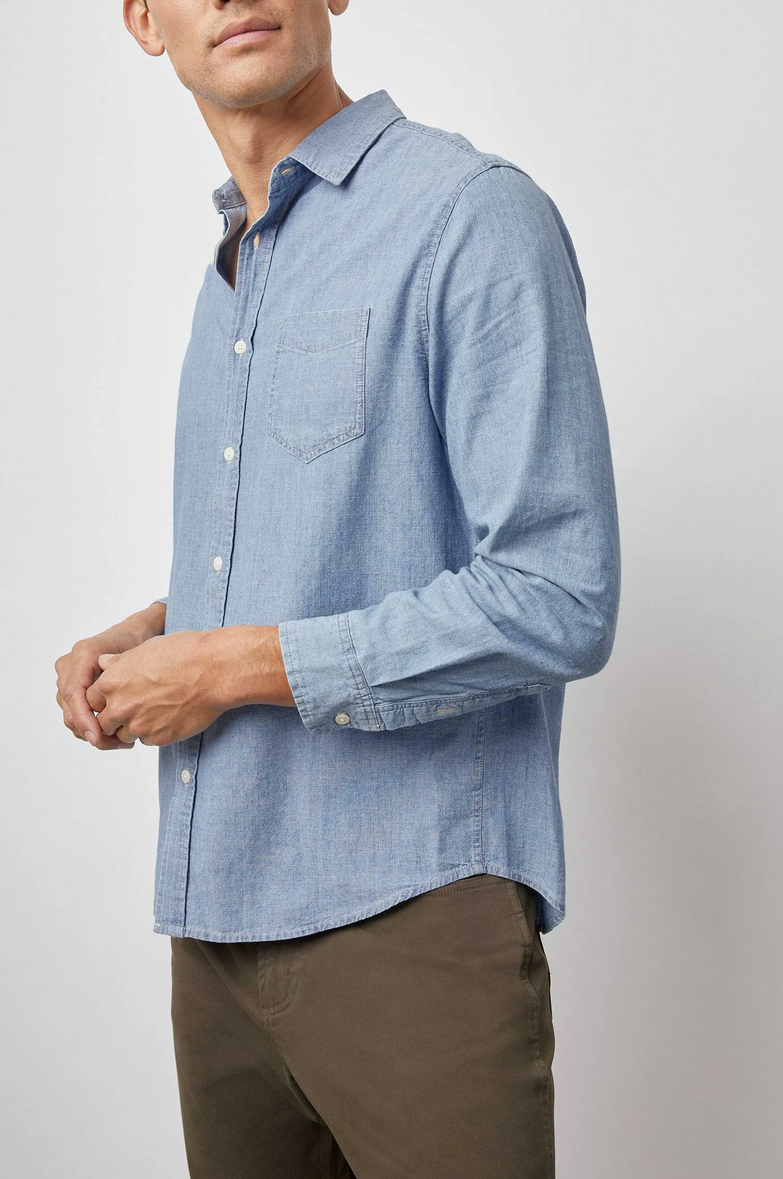 Heren Rails Katoenen Overhemd - Medium Vintage Wash