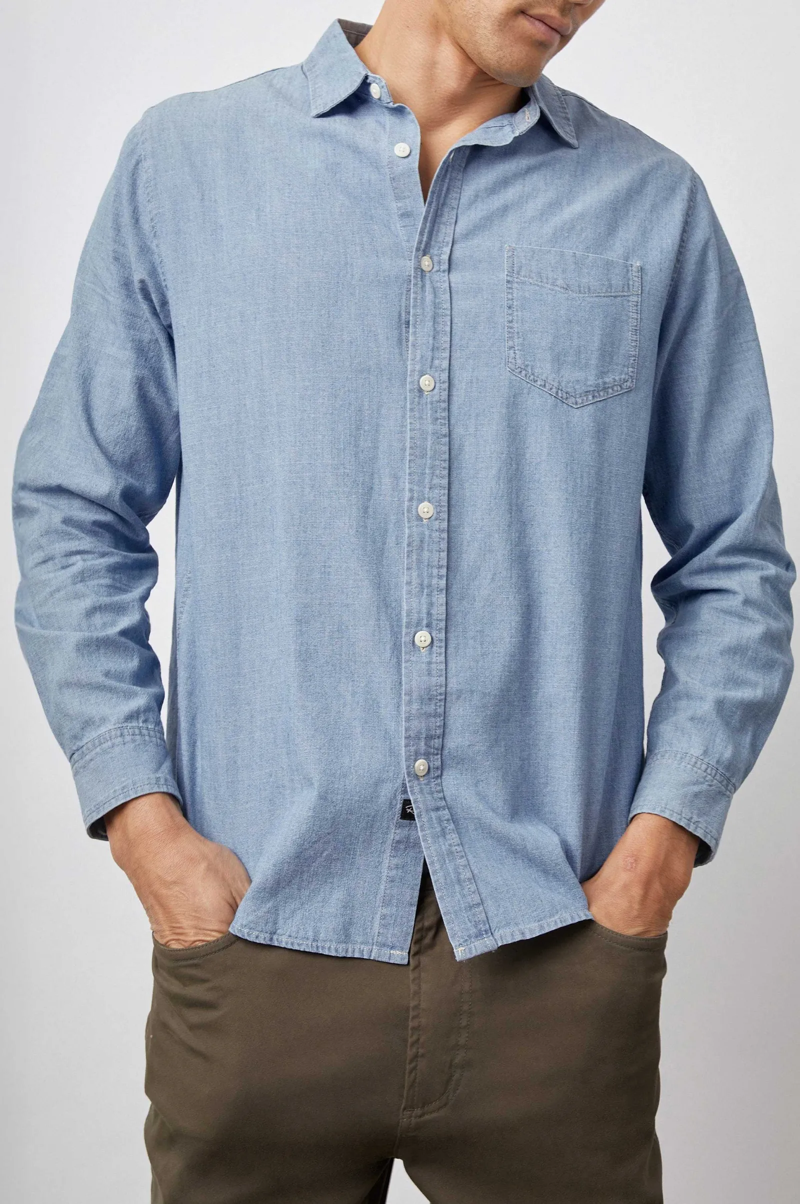 Heren Rails Katoenen Overhemd - Medium Vintage Wash