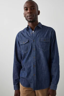 Heren Rails Kenji Overhemd - Donker Wassen Indigo