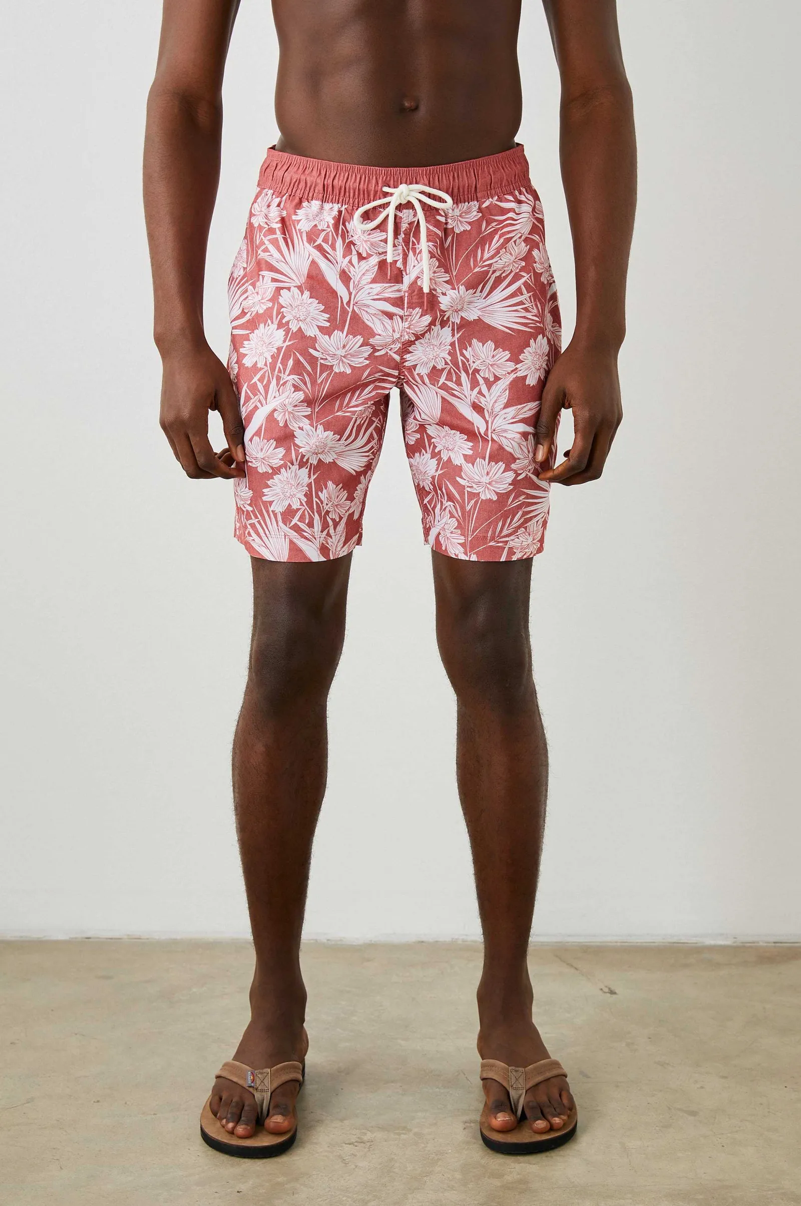Heren Rails Kian Zwemshort - Jungle Foliage Rood