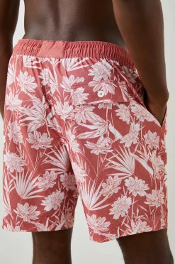 Heren Rails Kian Zwemshort - Jungle Foliage Rood