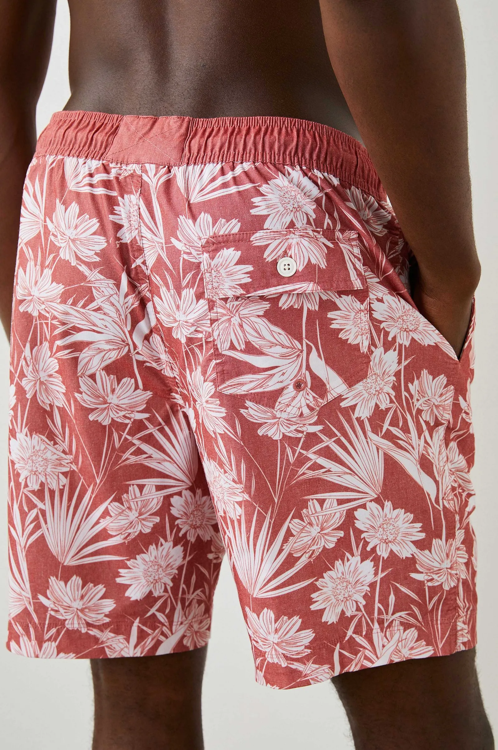 Heren Rails Kian Zwemshort - Jungle Foliage Rood