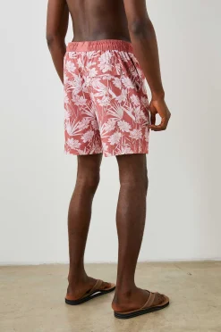 Heren Rails Kian Zwemshort - Jungle Foliage Rood