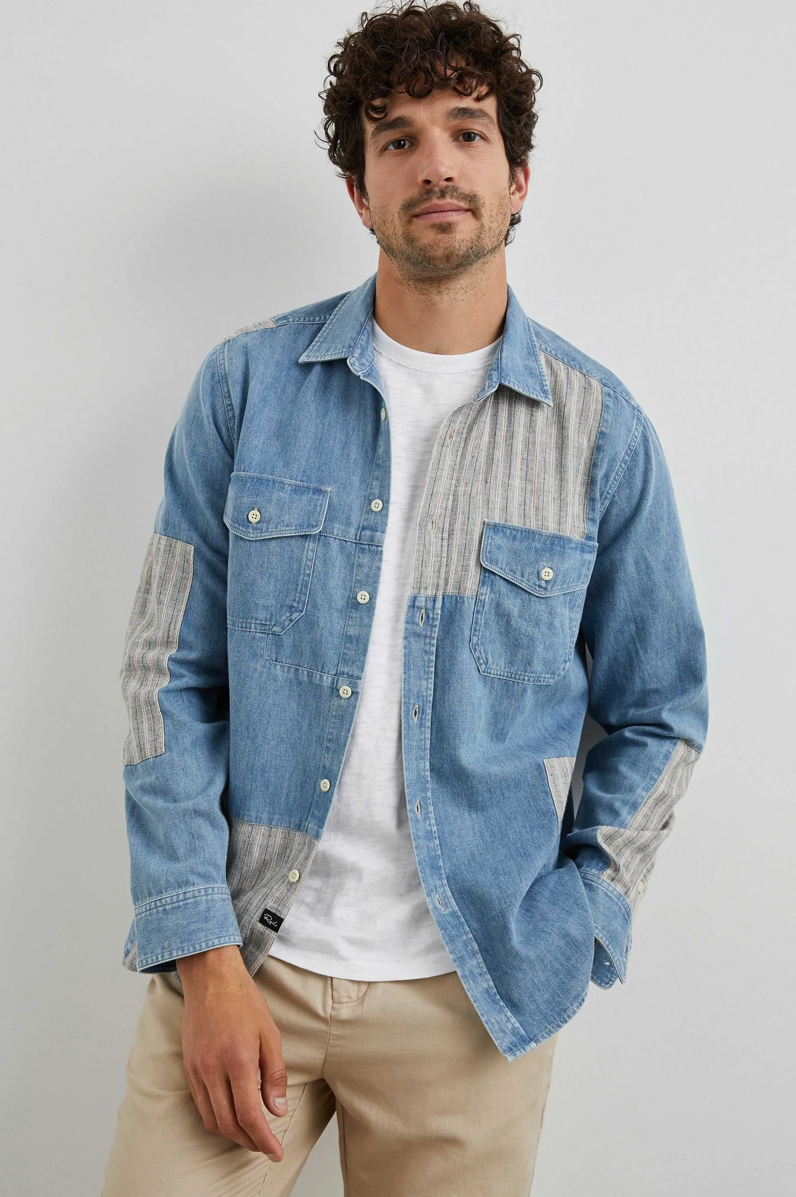 Heren Rails Larsen Overhemd - Medium Indigo Patchwork