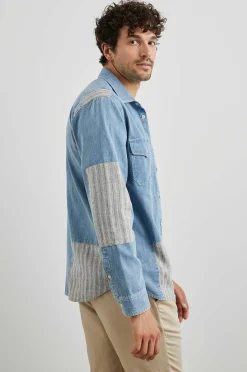 Heren Rails Larsen Overhemd - Medium Indigo Patchwork
