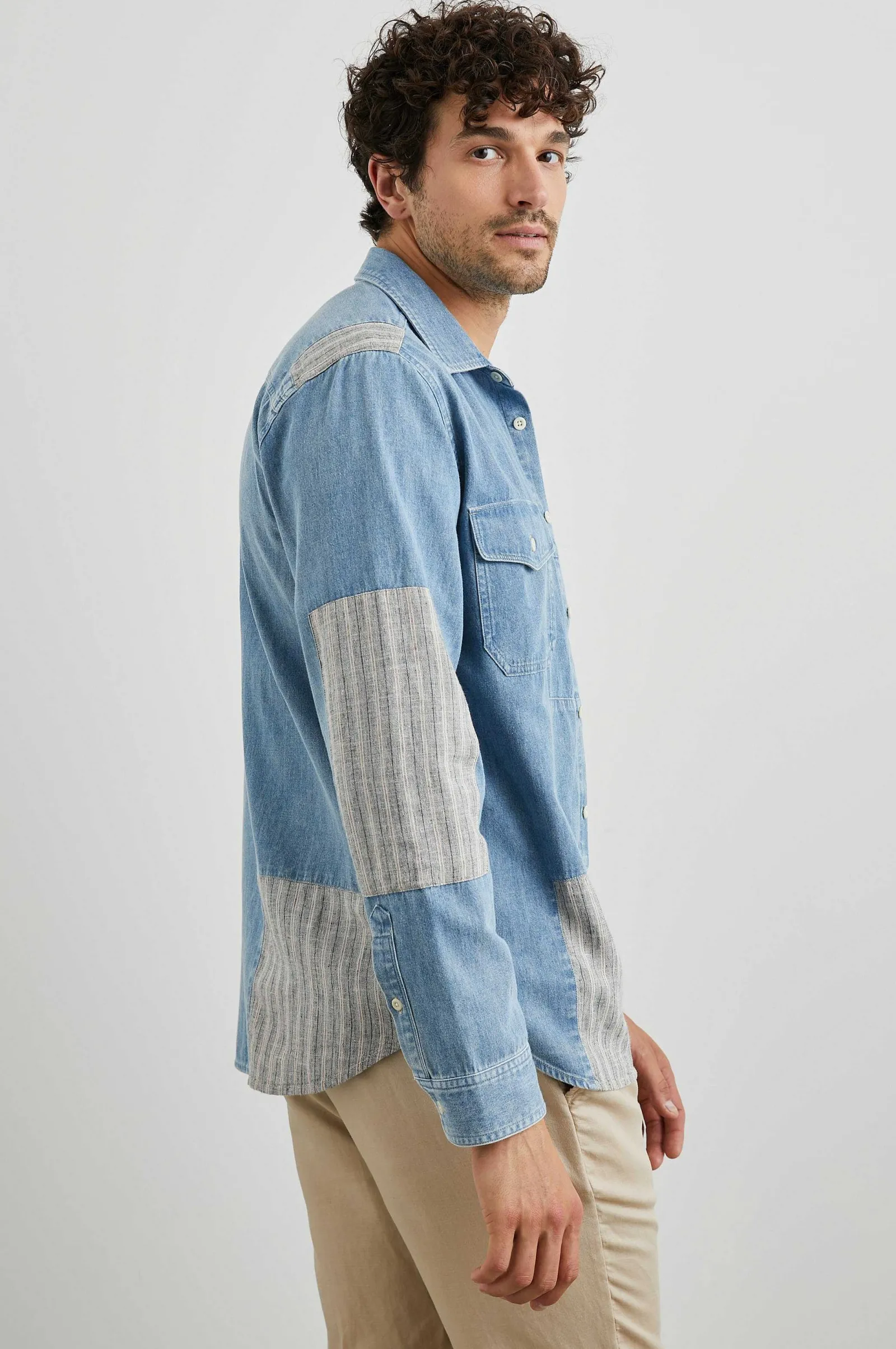 Heren Rails Larsen Overhemd - Medium Indigo Patchwork