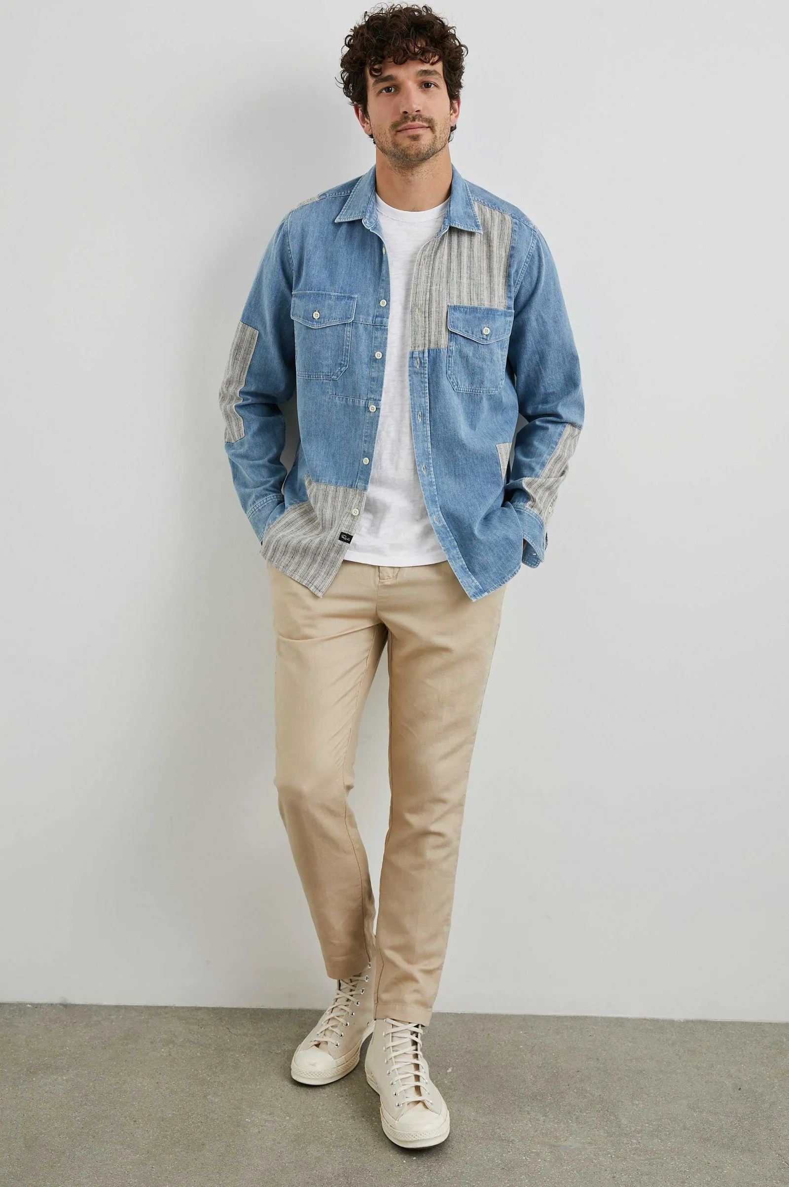 Heren Rails Larsen Overhemd - Medium Indigo Patchwork