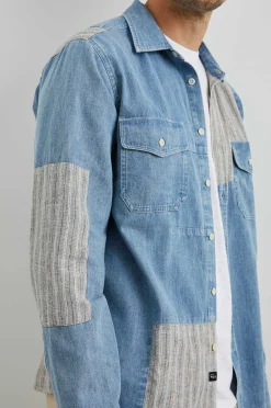 Heren Rails Larsen Overhemd - Medium Indigo Patchwork