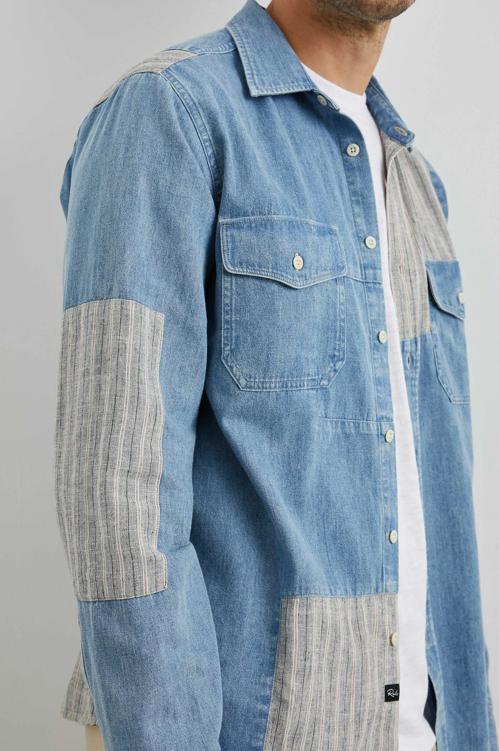 Heren Rails Larsen Overhemd - Medium Indigo Patchwork