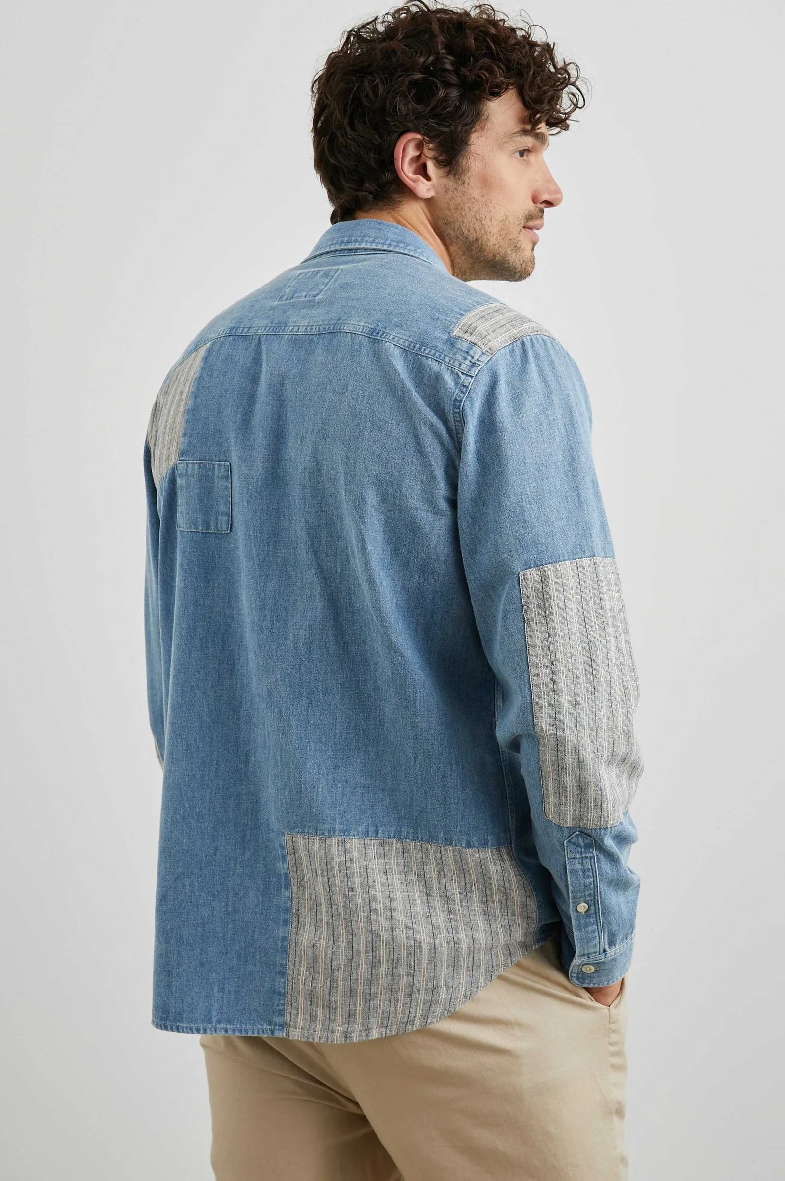 Heren Rails Larsen Overhemd - Medium Indigo Patchwork