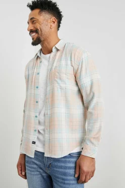 Heren Rails Lennox Overhemd - Blauwkanteloupe Melange