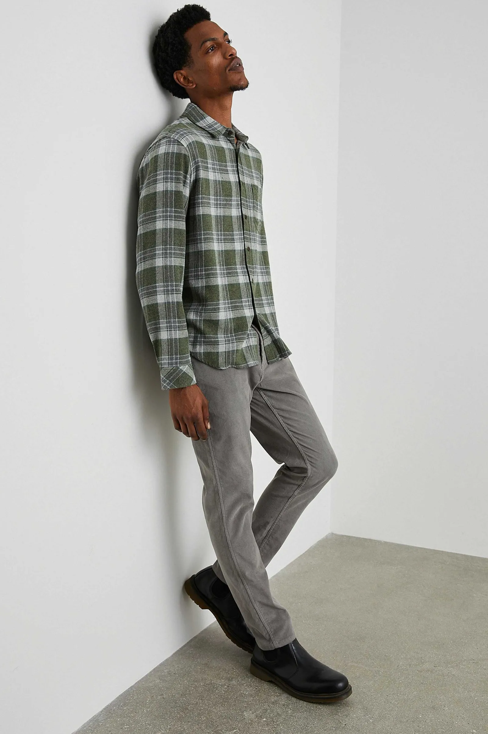 Heren Rails Lennox Shirt - Groen Hollow Grijs Melange