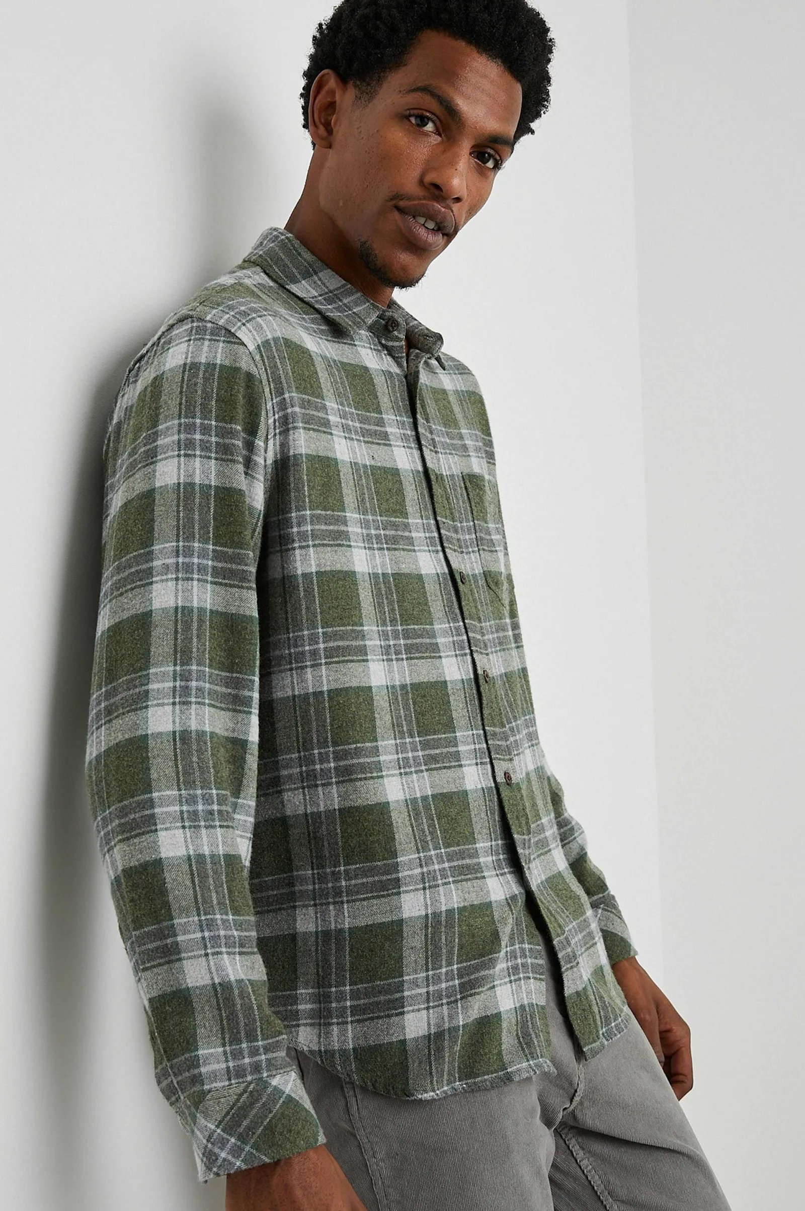 Heren Rails Lennox Shirt - Groen Hollow Grijs Melange