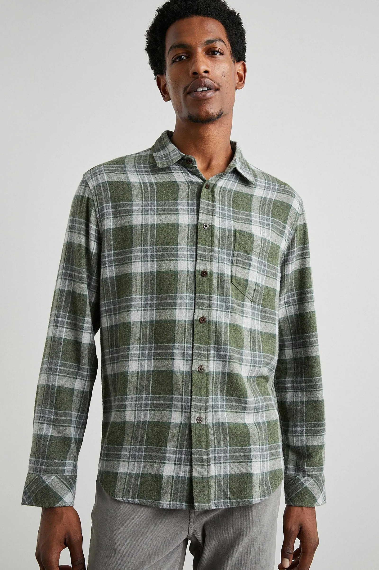 Heren Rails Lennox Shirt - Groen Hollow Grijs Melange