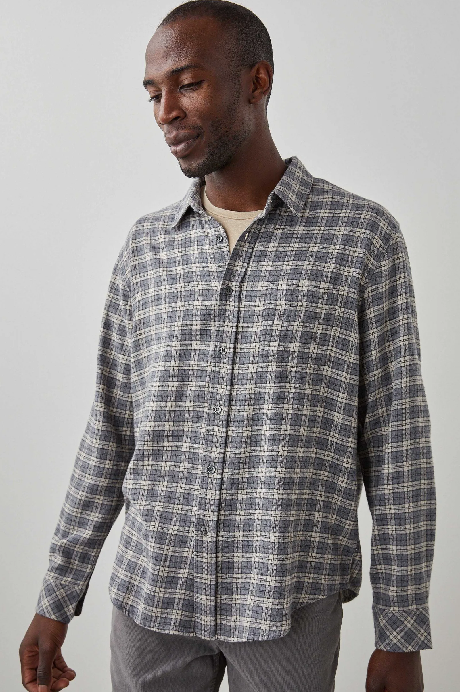 Heren Rails Lennox Shirt - Houtskool Vlas Melange