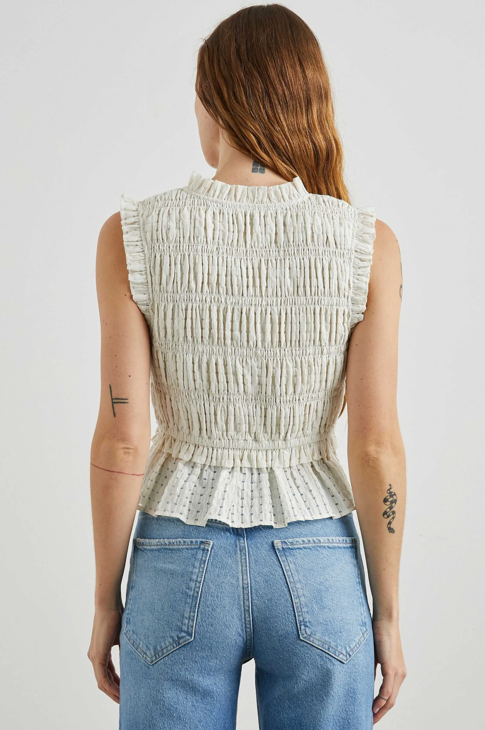 Vrouwen Rails Martine Top - Ivoor Seersucker