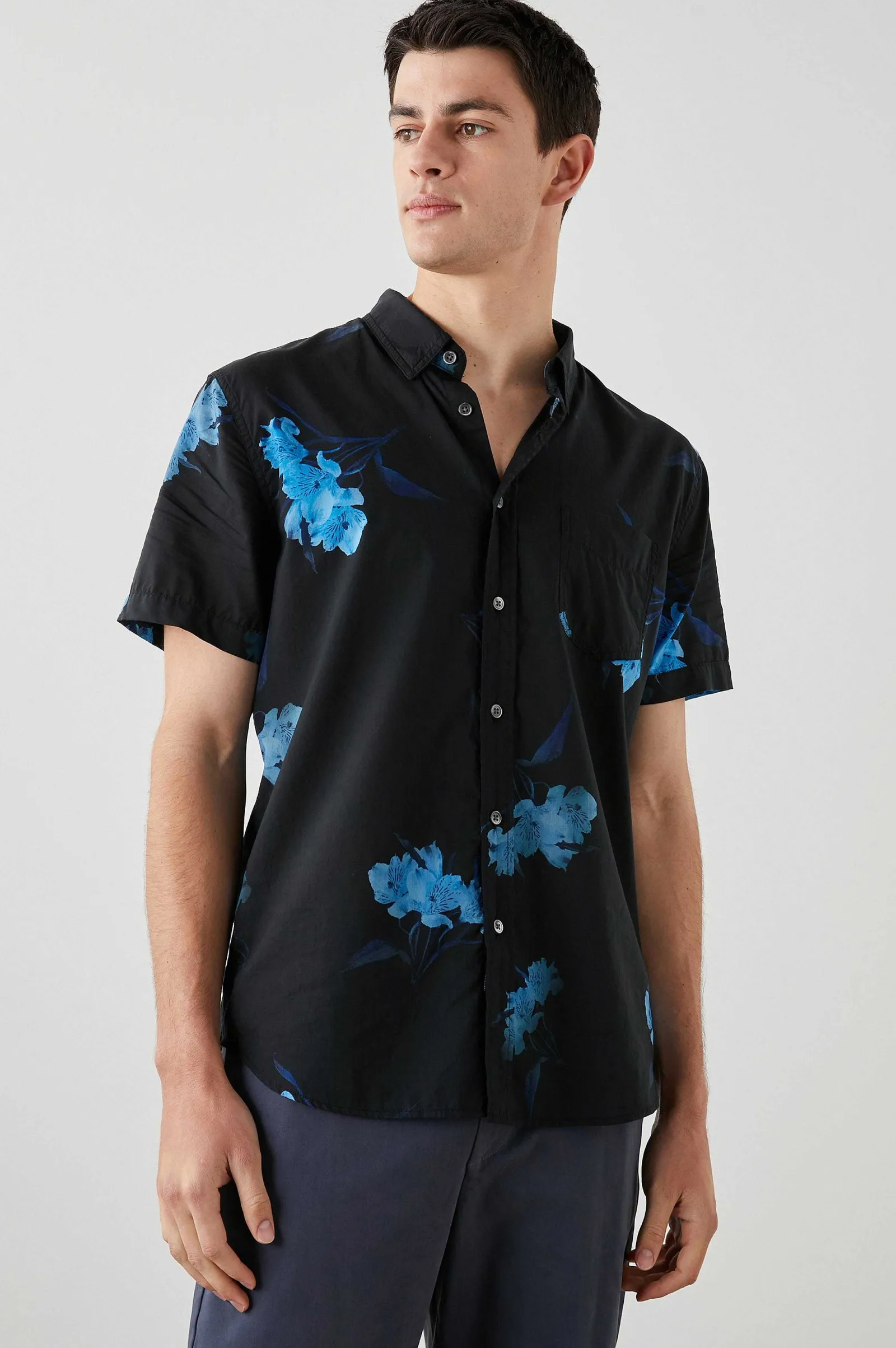Heren Rails Monaco Overhemd - Surreal Bloem Onyx