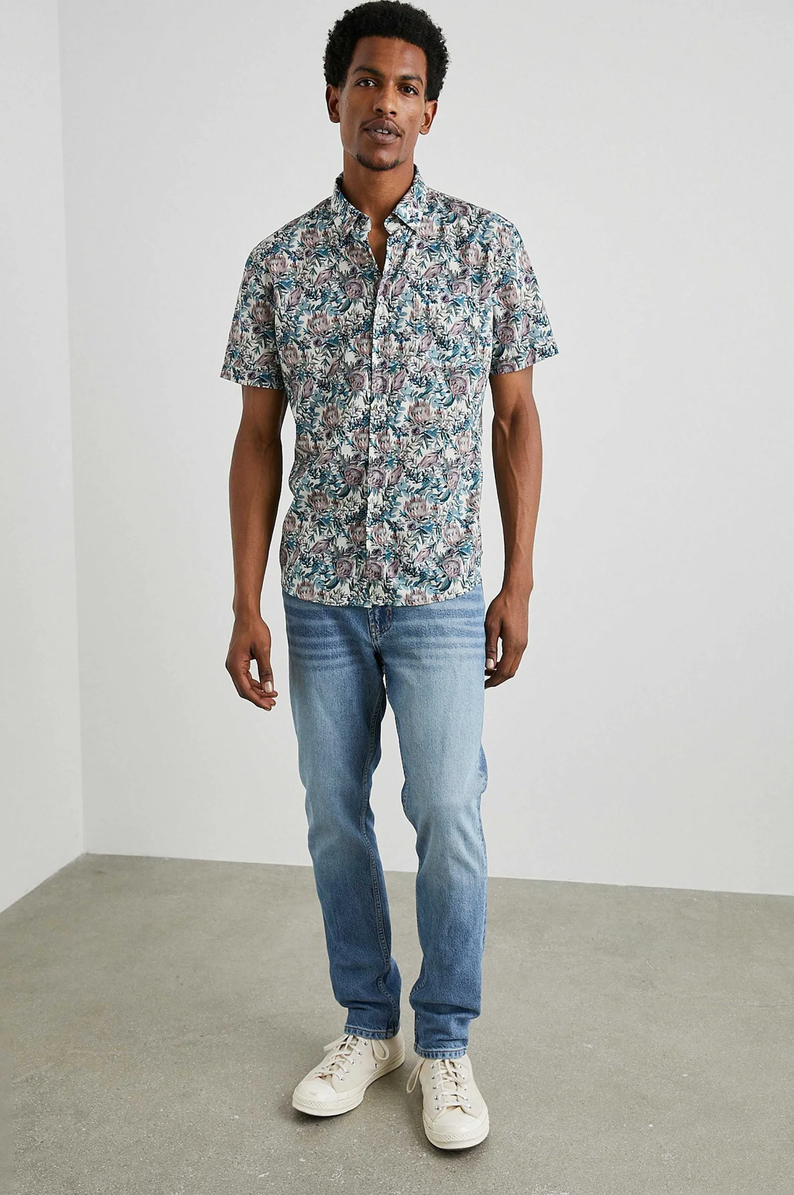 Heren Rails Monaco Shirt - Aquarel Bloemen Multi