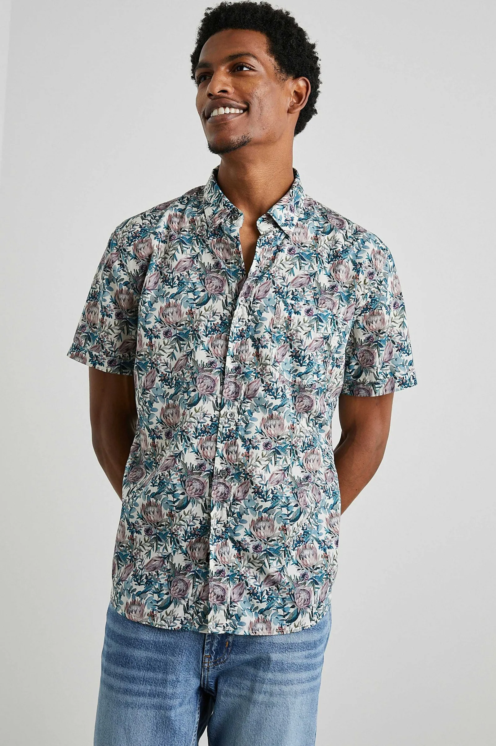 Heren Rails Monaco Shirt - Aquarel Bloemen Multi
