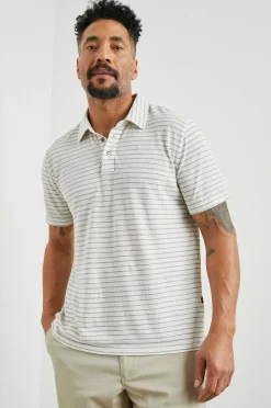 Heren Rails Napoli Poloshirt - Creme Gerststreep